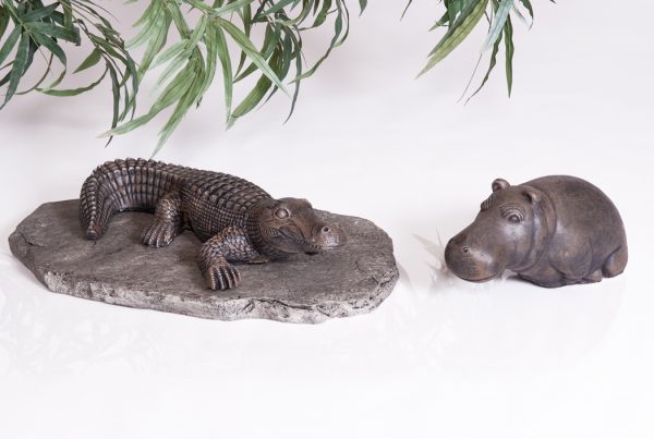 Statue de jardin crocodile et hippopotame
