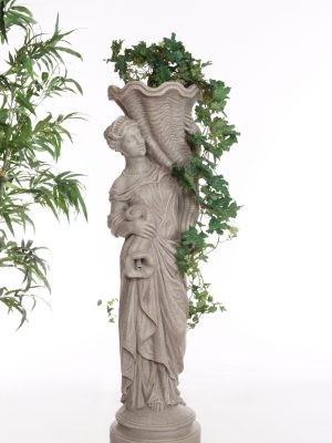 Statue de jardin de femme avec corne d'abondance