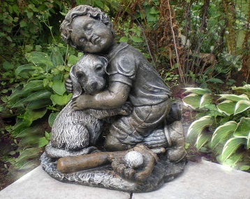 Statue de jardin - Milow et son chien